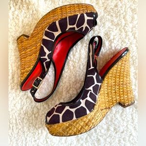 Banana Republic Giraffe Print High Wedge Espadrilles